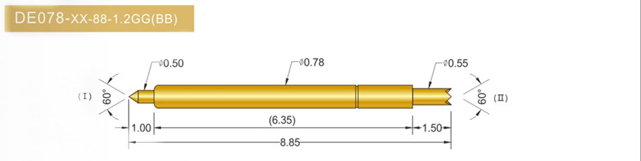 078雙頭探針尺寸、BGA雙頭頂針、雙向可動(dòng)探針、帶彈簧頂針、測(cè)試探針